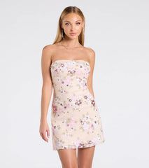 Touch Of Shimmer Lace-Up Floral Sequin Mini Dress