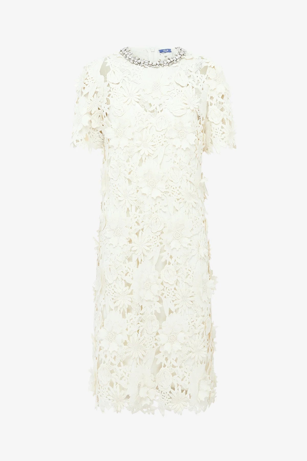 Sheridan Embellished Lace Midi Dress - Snow