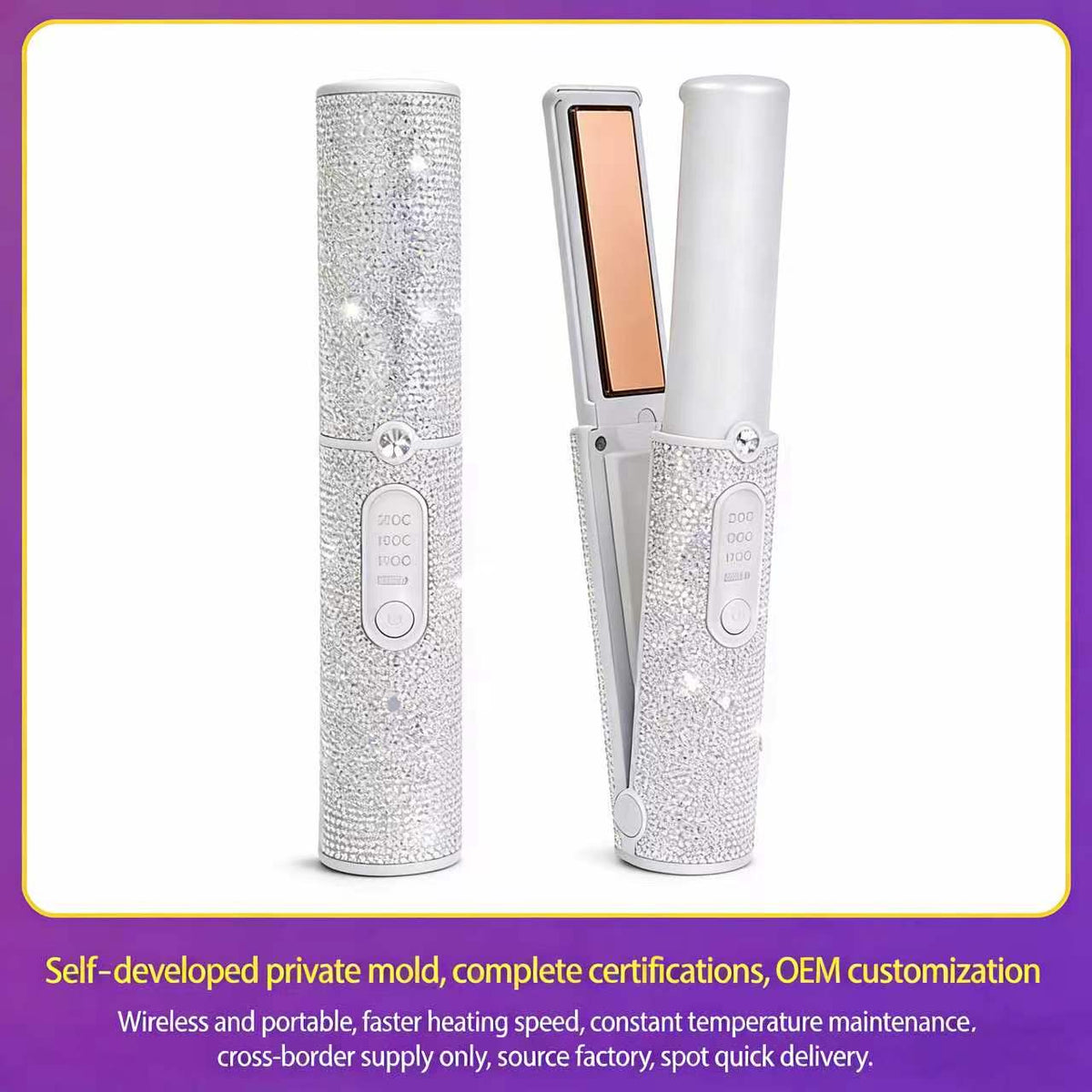 Wireless Cordless Hair Straightener 5000mAh Portable Flat Iron