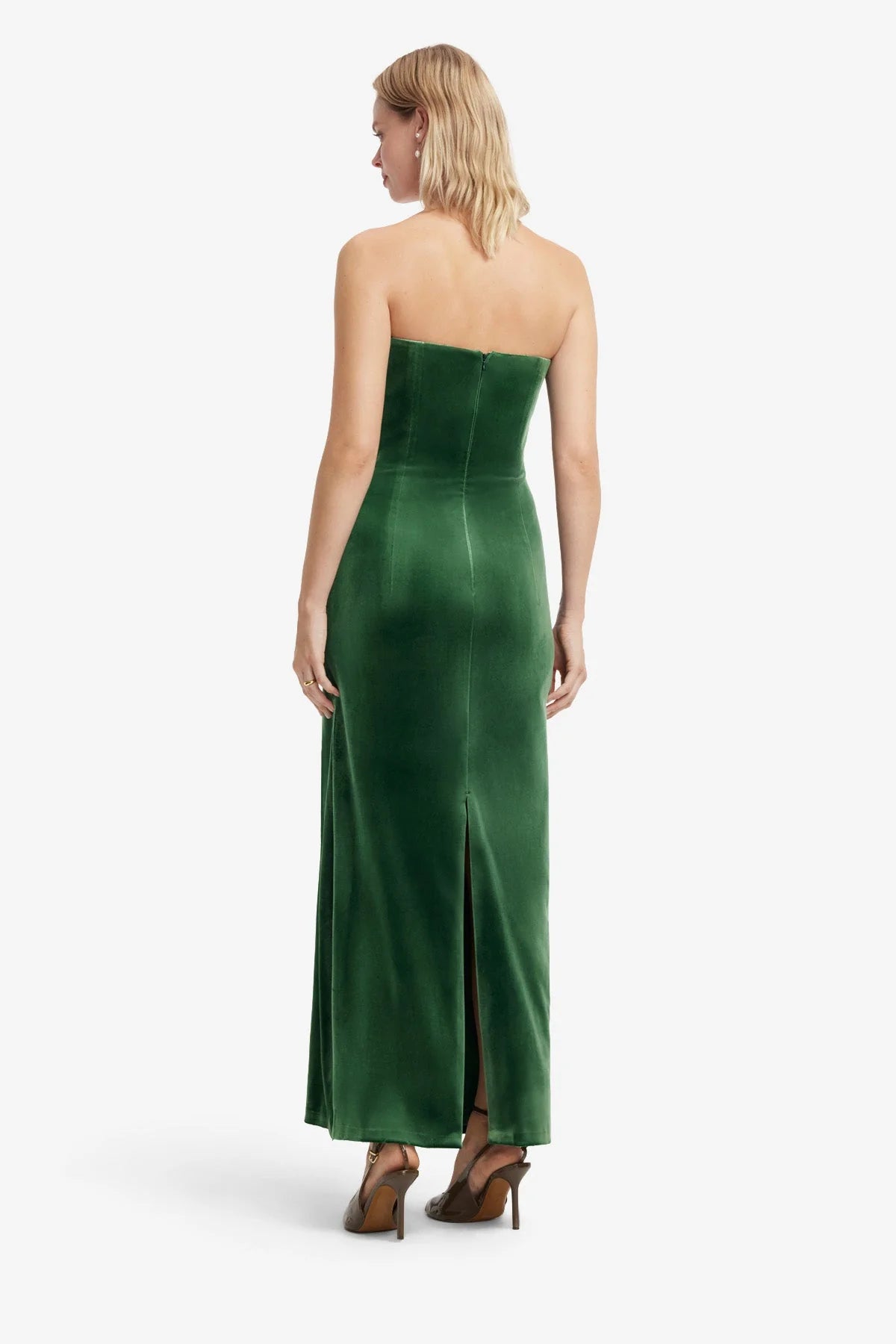 Florence Velvet Ruffled Maxi Dress - Forest