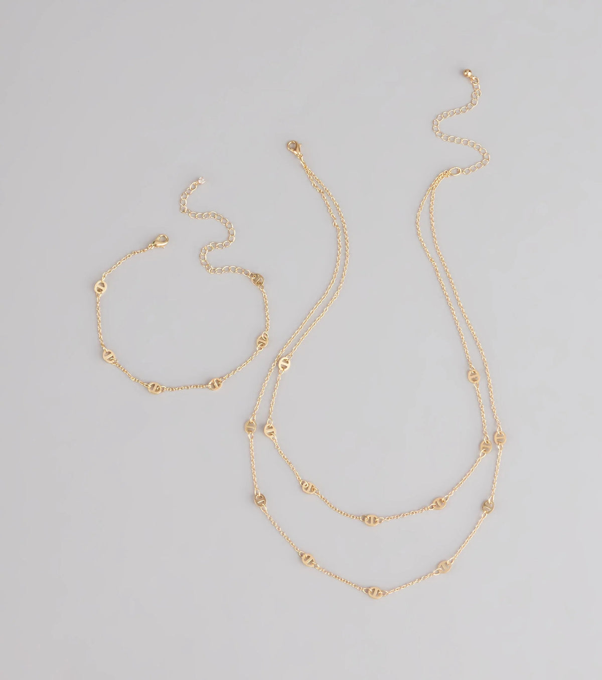Twice As Chic Layered Necklace And Bracelet Set