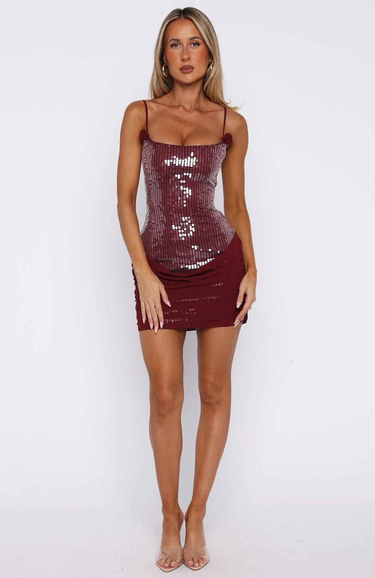 Studio Starlet Sequin Mini Dress Wine